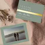 Sage Green GOLD Stripe Photo Save The Date<br><div class="desc">Please contact us for additional stationery or questions... . This card is part of a unique suite and collection.</div>