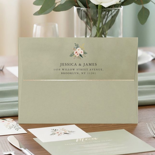 Sage Green & Gold Velvet Texture Wedding Envelope (Creator Uploaded)