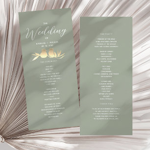 Sage Green Gold Wedding Ceremony Program