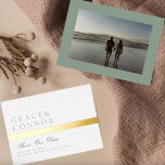 Sage Green Golden Stripe Photo Save The Date<br><div class="desc">Please contact us for additional stationery or questions... . This card is part of a unique suite and collection.</div>