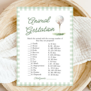 Sage Green Golf Animal Gestation Baby Shower Game Invitation