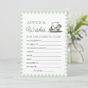 Sage Green Golf Baby Shower Advice and Wishes Game Invitation
