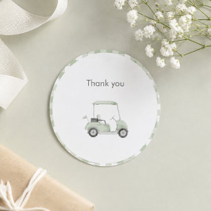 Sage green golf baby shower classic round sticker