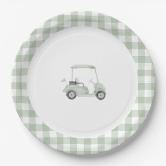Sage green golf baby shower plate