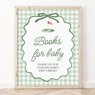 Sage Green Golf Bow Baby Shower Books for baby Poster