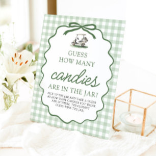Sage Green Golf Guess How Many Candies Baby Shower Pedestal Sign