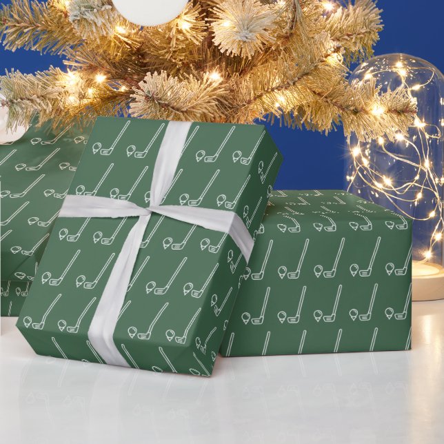 Sage Green Golfer Simple Minimalist Birthday Wrapping Paper (Holidays)