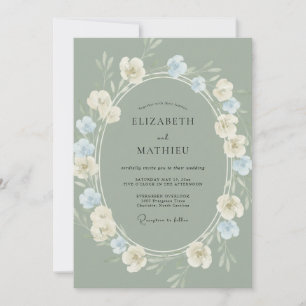 Sage Green Graceful Spring Wedding Invitation