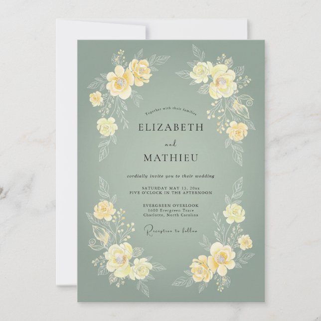 Sage Green Gracious Spring Wedding Invitation (Front)
