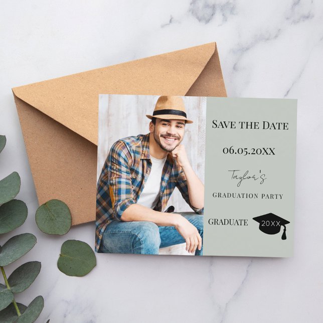 Sage Green Graduation Party Save the Date card (Creator Uploaded)