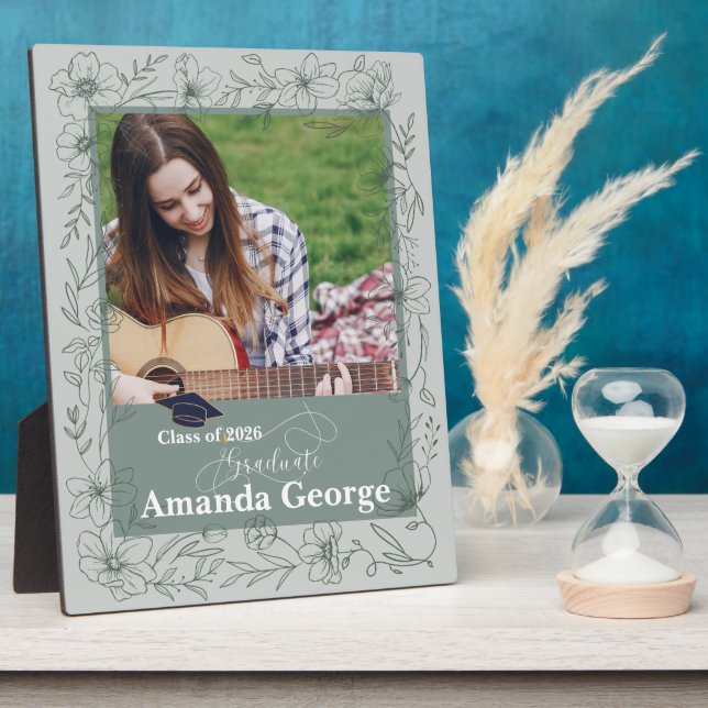 Sage Green Graduation Photo Keepsake Class of 2026 Plaque