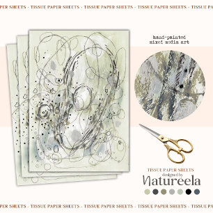 Sage Green Gray Abstract Decoupage Tissue Paper