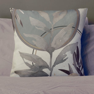 Sage Green, Gray & Cream Artistic Watercolor Cushion