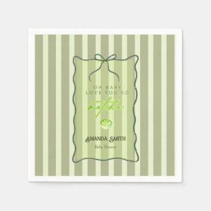 Sage Green Green Stripes Love You So Matcha Napkin