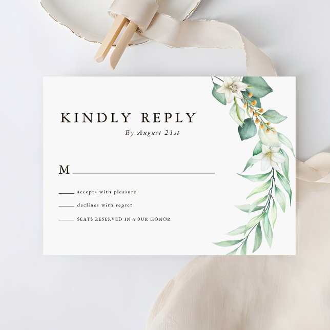 Sage Green Greenery Foliage Wedding RSVP Cards (Creator Uploaded)