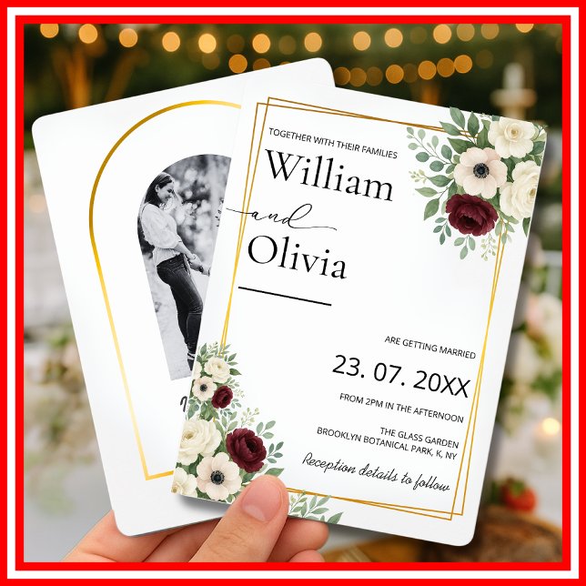 Sage Green Greenery Gold Geometric Rustic Wedding Invitation (Creator Uploaded)