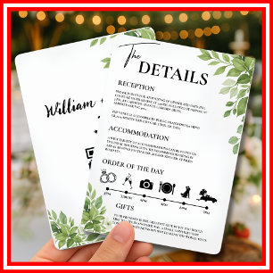 Sage Green Greenery Order of the Day Wedding Invitation