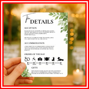 Sage Green Greenery Order of the Day Wedding Invitation