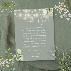 Sage Green Greenery Thank You Wedding Place Card