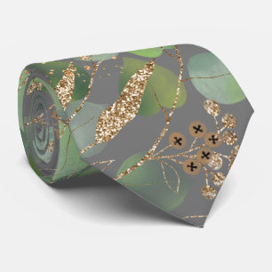 SAGE GREEN GREY BOTANICAL MENS TIE