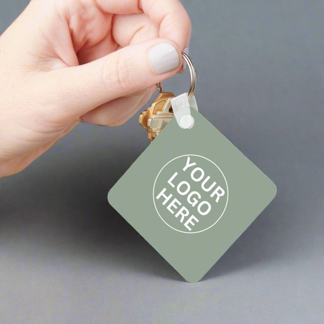 Sage Green Grey Logo l Promotional l Business  Key Ring (Creator Uploaded)