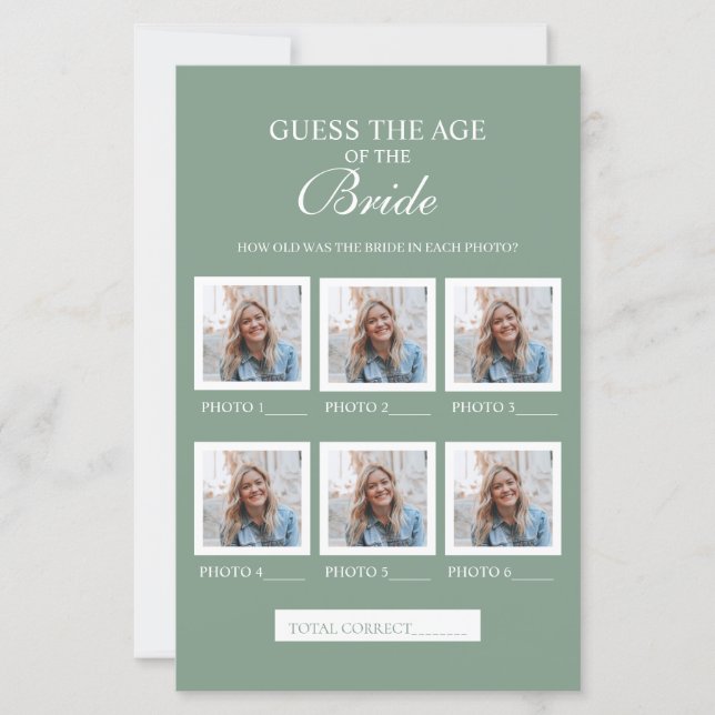 Sage Green Guess The Age Of The Bride Paper Sheet (Front)