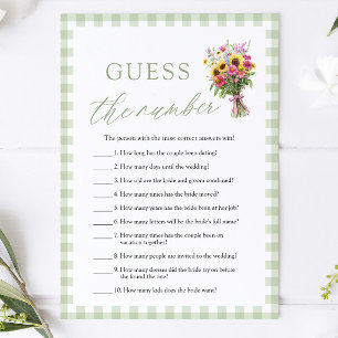 Sage Green Guess the Number Bridal Shower Game Invitation