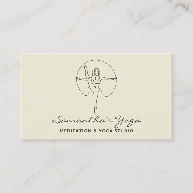 Sage Green Gym Yoga Pilates Meditation Instructor Business Card (Front)