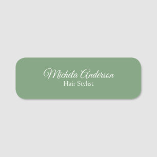 Sage green hair stylist add name contact website tag