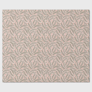 Sage Green Hand-drawn Christmas Pine Tree Leaf Wrapping Paper