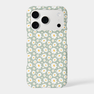 Sage Green Hand Drawn Daisy Pattern