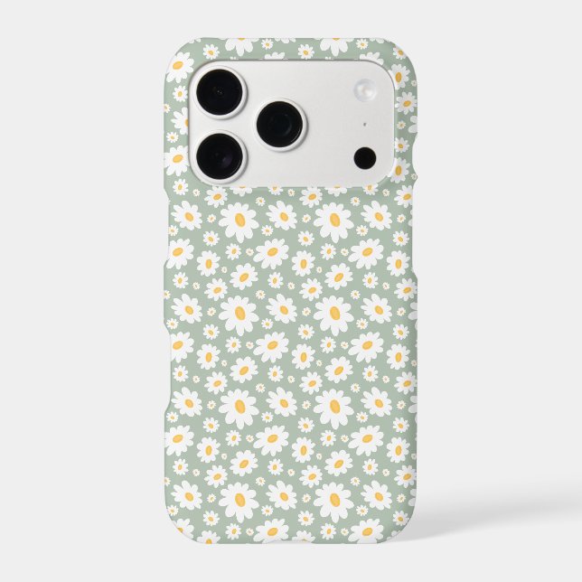 Sage Green Hand Drawn Daisy Pattern (Back)