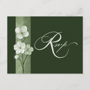 Sage Green Hand Drawn Floral Botanical RSVP Postcard