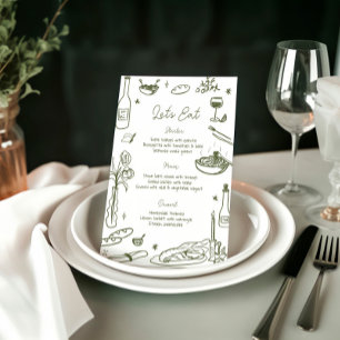 Sage Green Hand Drawn Whimsical Wedding Menu