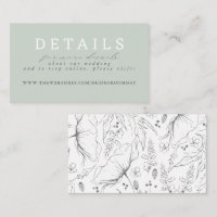 Sage Green Hand Drawn Wildflowers Wedding Details