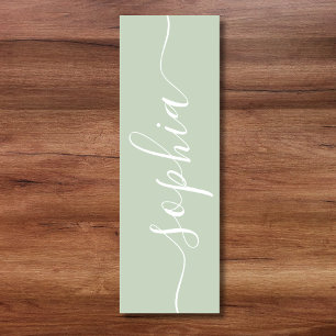 Sage green handwritten name minimalist yoga mat
