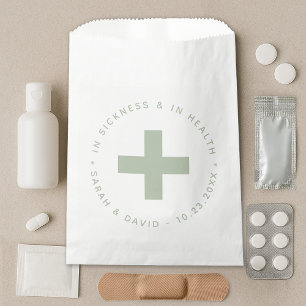 Sage Green Hangover Kit In Sickness and in Health  Favour Bag