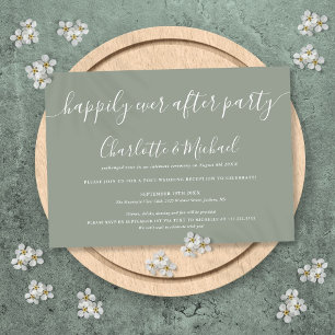 Sage Green Happily Ever After Party Wedding Invitation