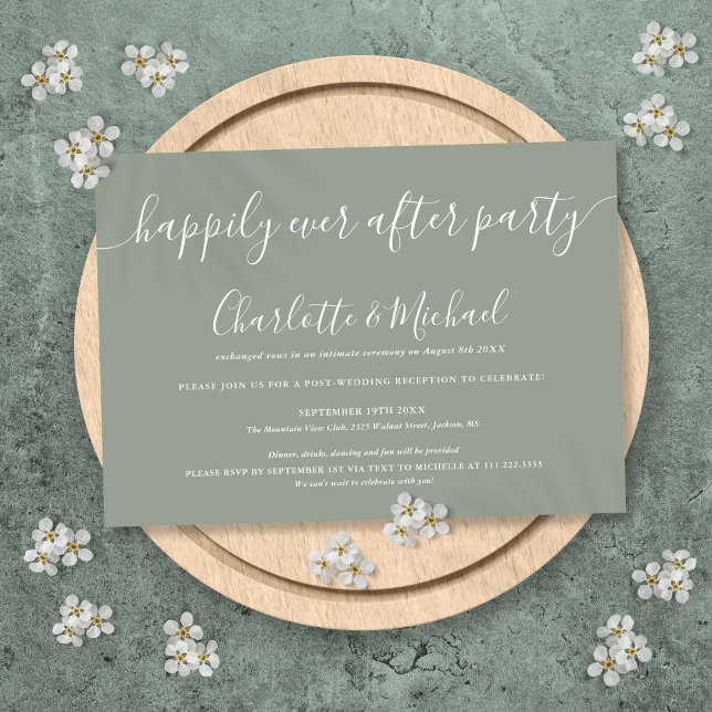 Sage Green Happily Ever After Party Wedding Invitation (Sage Green Happily Ever After Party Wedding Invitation)