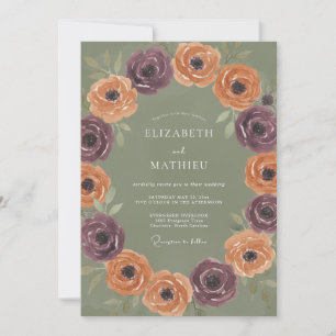 Sage Green Harvest Autumnal Wedding Invitation