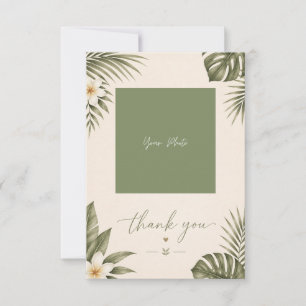 Sage Green Hawaii monstera Wedding 1 Photo Collage Thank You Card