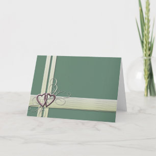 Sage green heart design holiday card