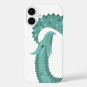 Sage green heart dragon on white iPhone 16 case