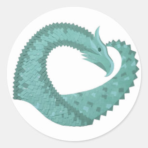 Sage green heart dragon on white classic round sticker