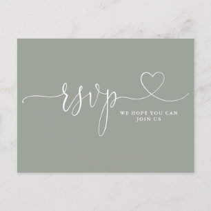 Sage Green Heart Script Song Request RSVP Card