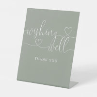 Sage Green Heart Script Wishing Well
