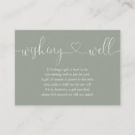 Sage Green Heart Script Wishing Well Wedding Enclosure Card<br><div class="desc">This elegant sage green heart script wishing well enclosure card can be personalised with your special message and names. Designed by Thisisnotme©</div>