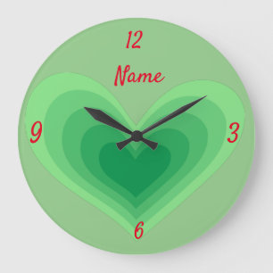 Sage Green Heart Thunder_Cove  Large Clock