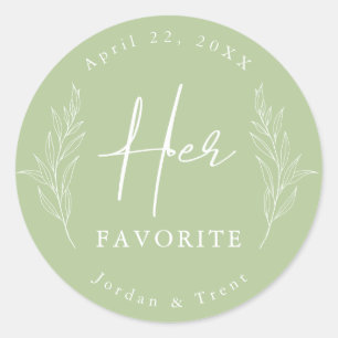 Sage Green Her Favourite Wedding Favour Sticker
