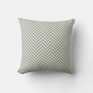 Sage Green Herringbone Geometric Cushion